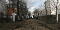 В Балабаново начали ремонтировать тротуар на улице Лесной - Калужский перекрёсток
